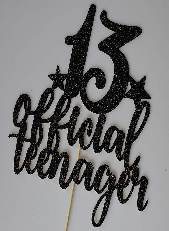 ZLPDS Teens Happy 13th Birthday Cake Topper, Boys Girls Teenager 13th Birthday Party Decorations, Thirteen Years Old Birthday Party Decor, Black Glitter - Image 5